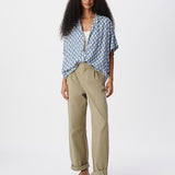 Chemisier fluide à fleurs manches courtes B312245 - Bleu grisé - IKKS WOMEN