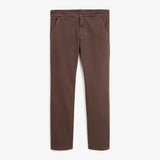 Visuel à plat de face du pantalon chino en coton stretch marron brownie SERGE BLANCO 702