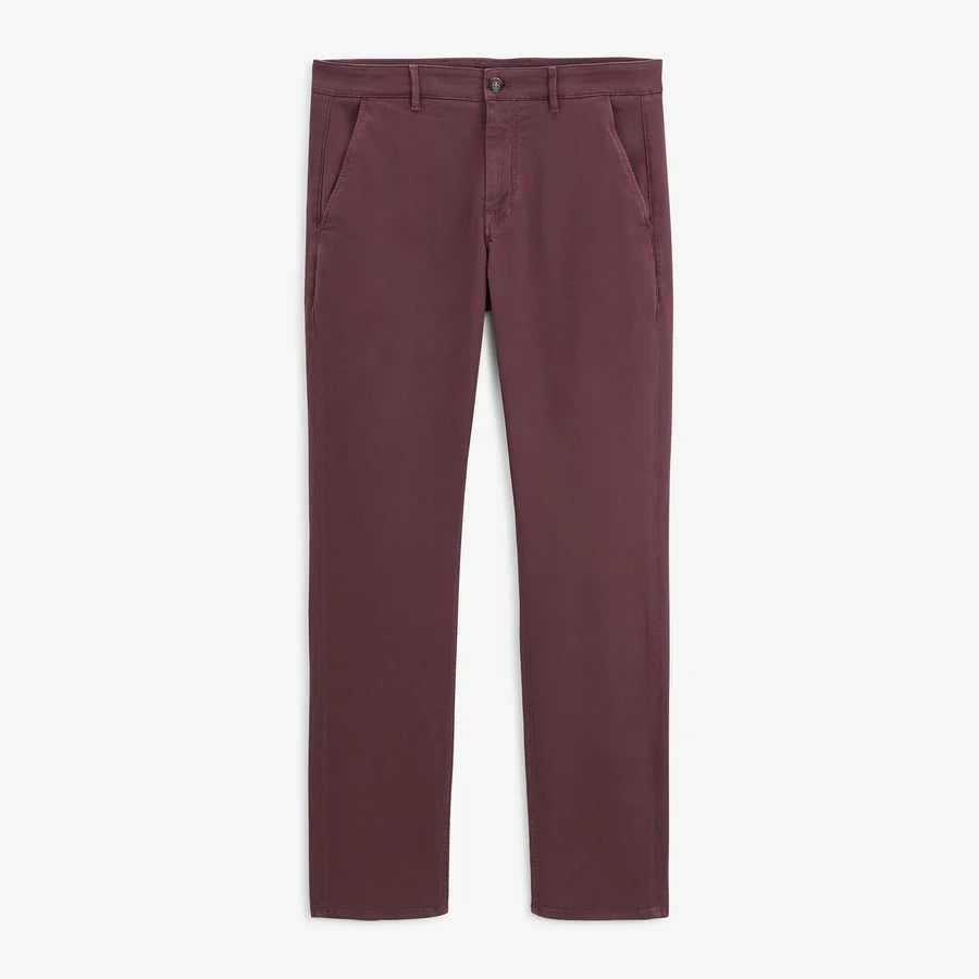 Visuel à plat de face du pantalon chino en coton stretch rouge vigne SERGE BLANCO 702