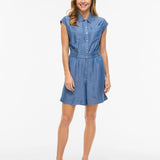 Combi-short boutonné sans manches Vitevira - Bleu moyen - VILA