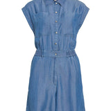 Combi-short boutonné sans manches Vitevira - Bleu moyen - VILA