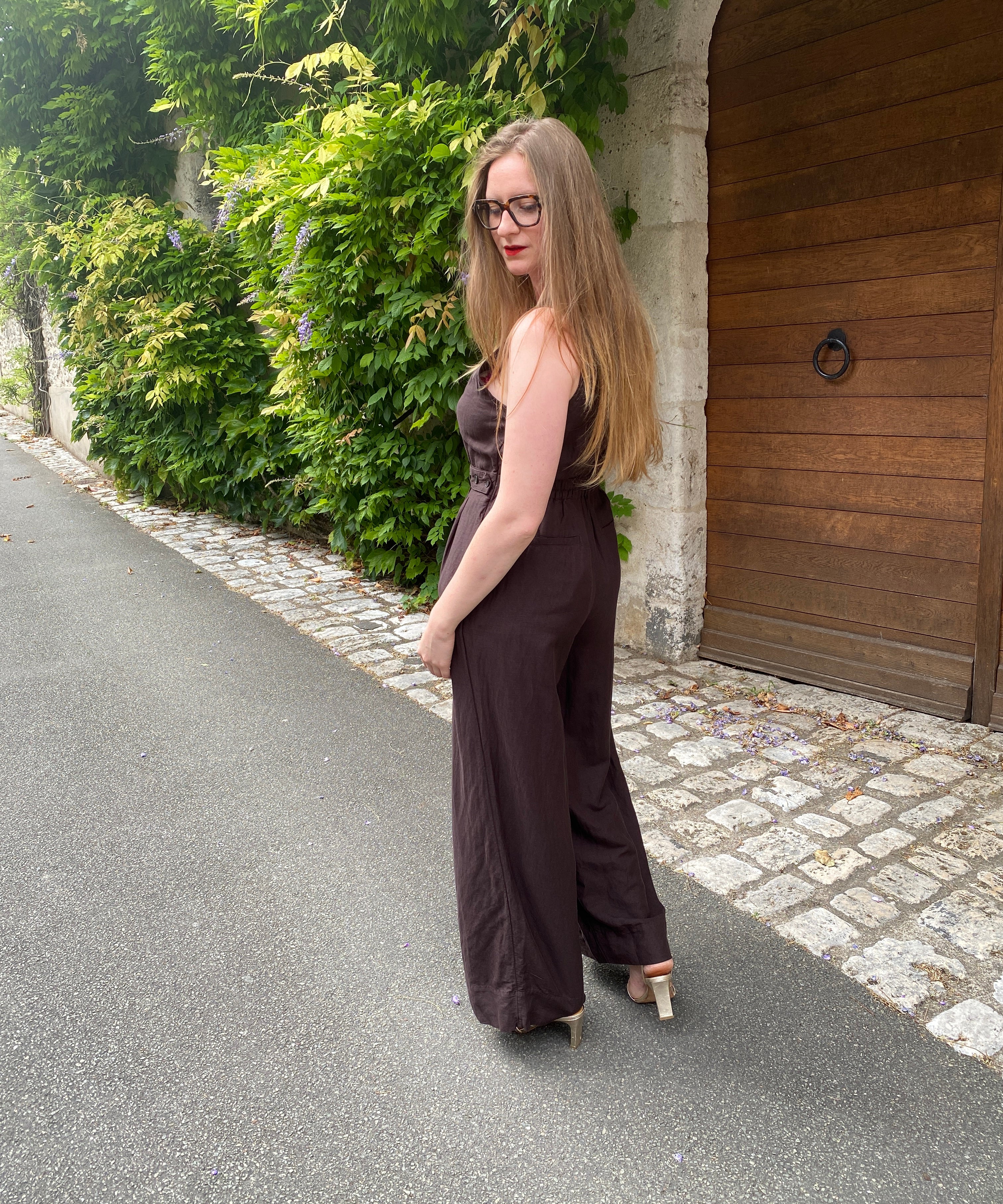 Combi pantalon palazzo sans manches Tahomi - Terre - DES PETITS HAUTS