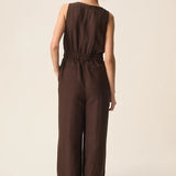 Combi pantalon palazzo sans manches Tahomi - Terre - DES PETITS HAUTS