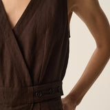 Combi pantalon palazzo sans manches Tahomi - Terre - DES PETITS HAUTS