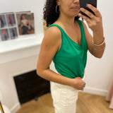 Débardeur col V encolure en lurex - Vert - LOLA ESPELETA