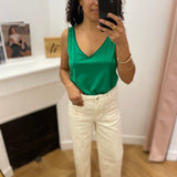 Débardeur col V encolure en lurex - Vert - LOLA ESPELETA