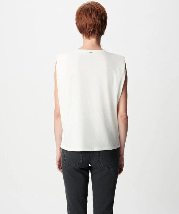 Débardeur à épaulettes structurées imprimé Amour - Ecru - IKKS WOMEN