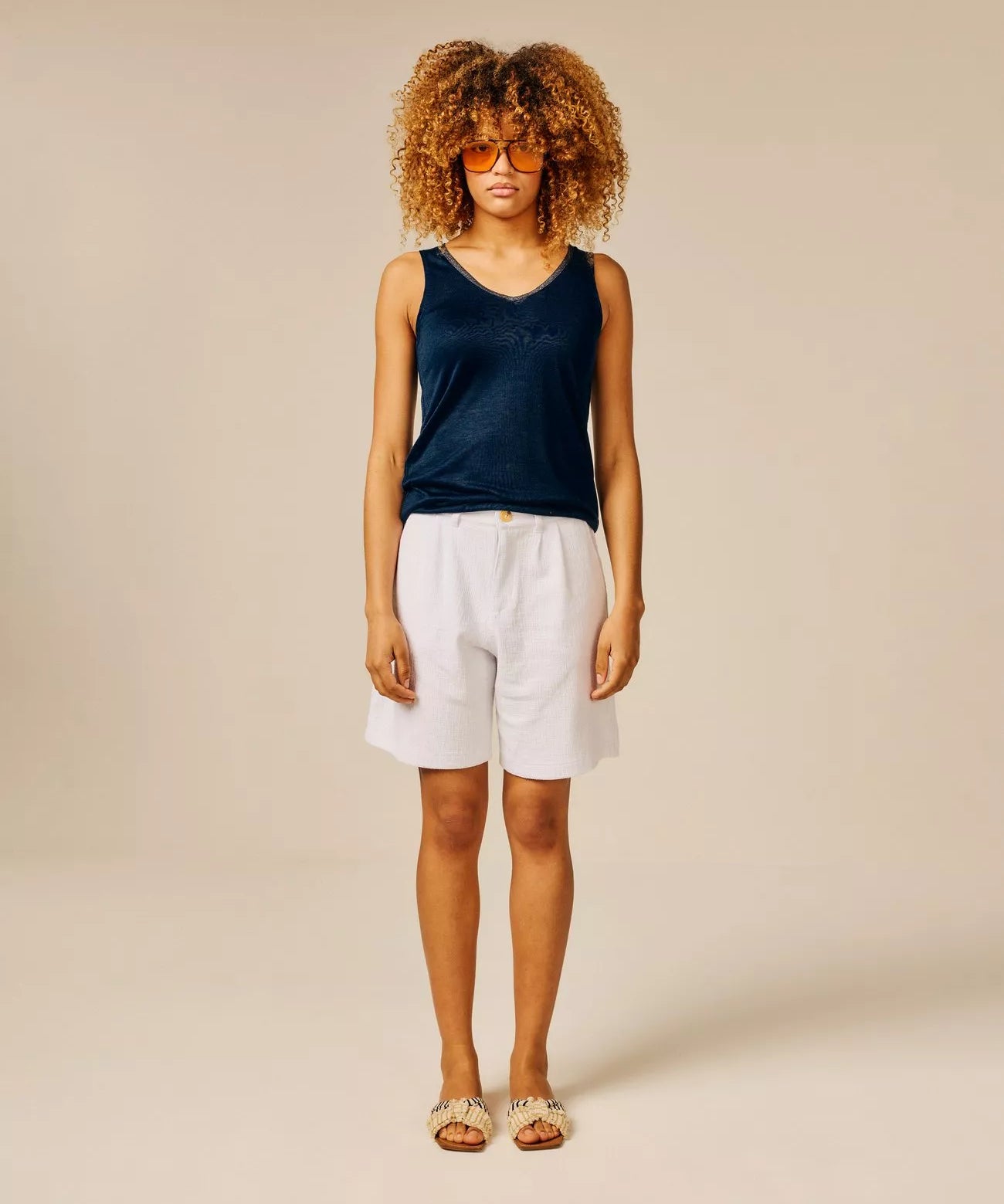 Débardeur en maille fluide col V Jablon - SUN VALLEY FEMME