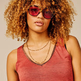Débardeur fluide col V Jablon - Argile - SUN VALLEY FEMME