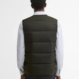 Vue de dos du gilet matelassé Easthill sauge foncé Barbour montrant le matelassage horizontal