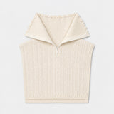 Écharpe plastron blanc cassé en maille torsadée SUNCOO Azral avec col camionneur ouvert zippé