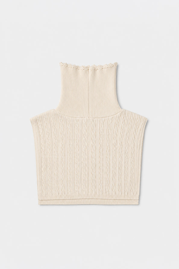 Vue du plastron blanc cassé SUNCOO Azral avec col montant zippé fermé