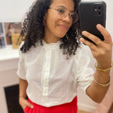 Chemise femme brodée manches 3/4 Fadiacha - Arctique - TBS Femme