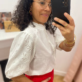 Chemise femme brodée manches 3/4 Fadiacha - Arctique - TBS Femme