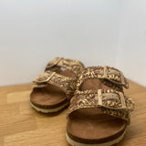 Mules en tricot brodé Fiona - Marron - ARMISTICE