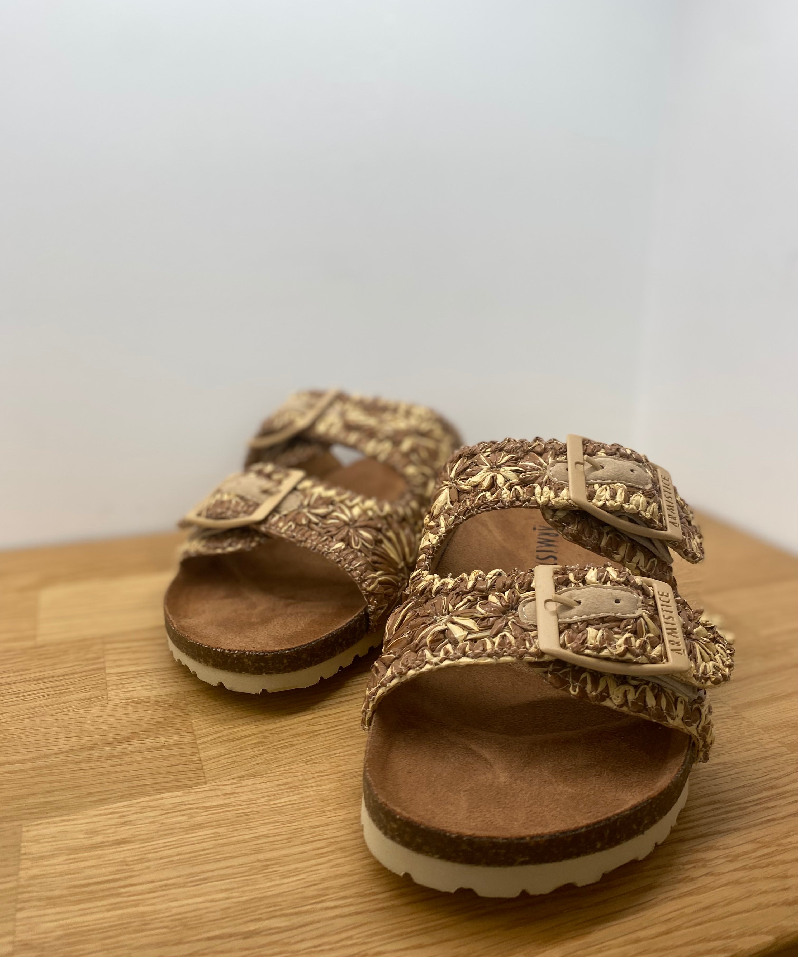 Mules en tricot brodé Fiona - Marron - ARMISTICE