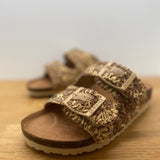 Mules en tricot brodé Fiona - Marron - ARMISTICE