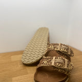 Mules en tricot brodé Fiona - Marron - ARMISTICE
