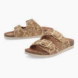Mules en tricot brodé Fiona - Marron - ARMISTICE