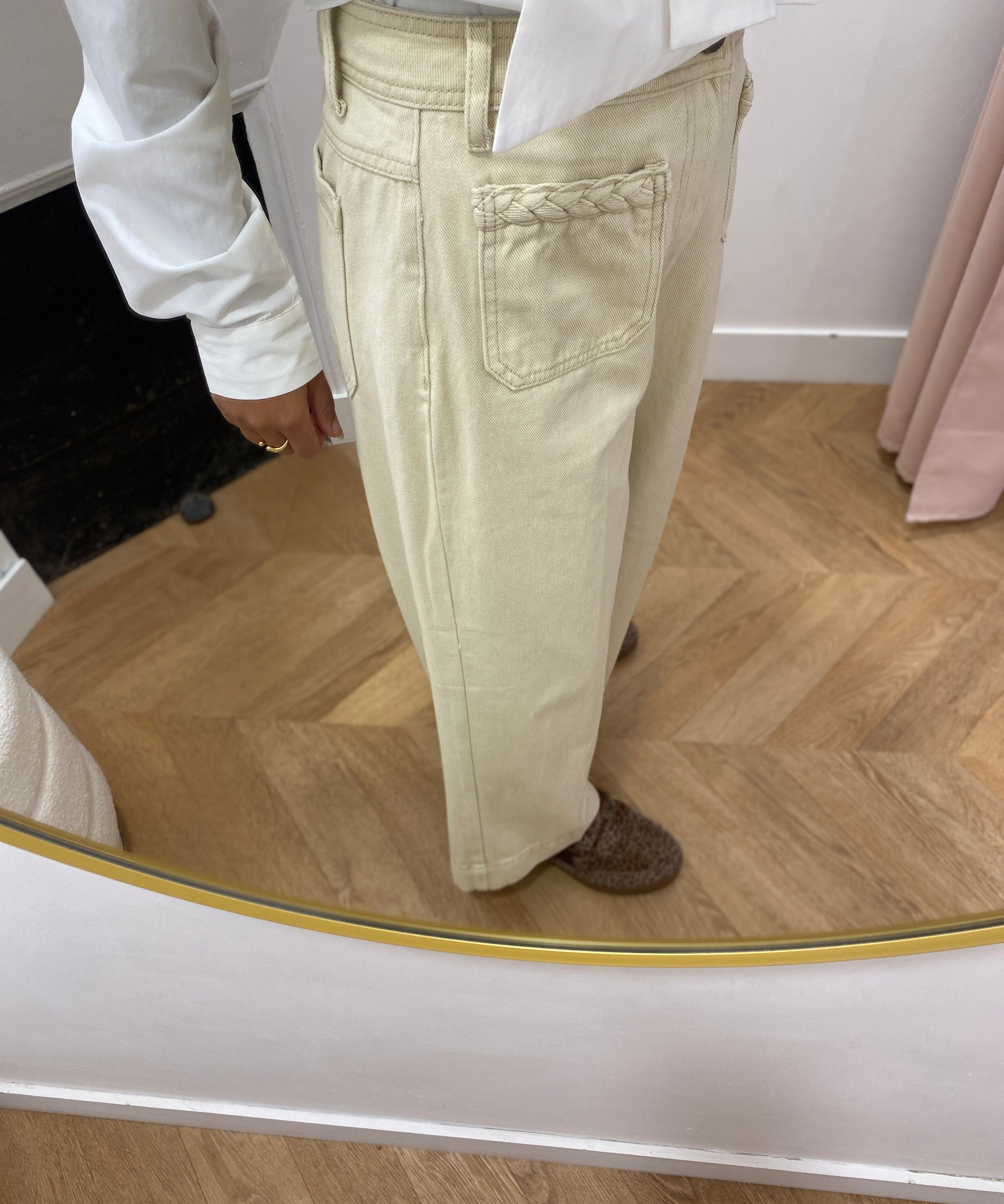 Jean 7/8 taille haute Johan - Sable -  GRACE & MILA