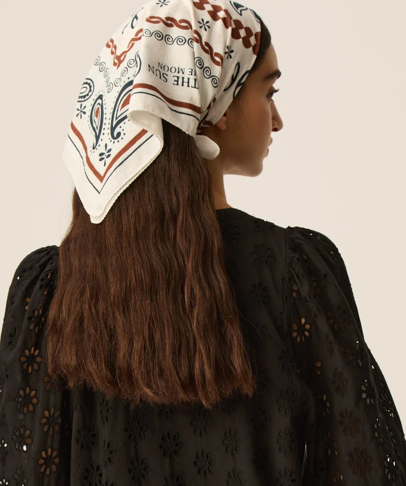 Foulard bandana en coton doux imprimé Nabelle - Choco - DES PETITS HAUTS