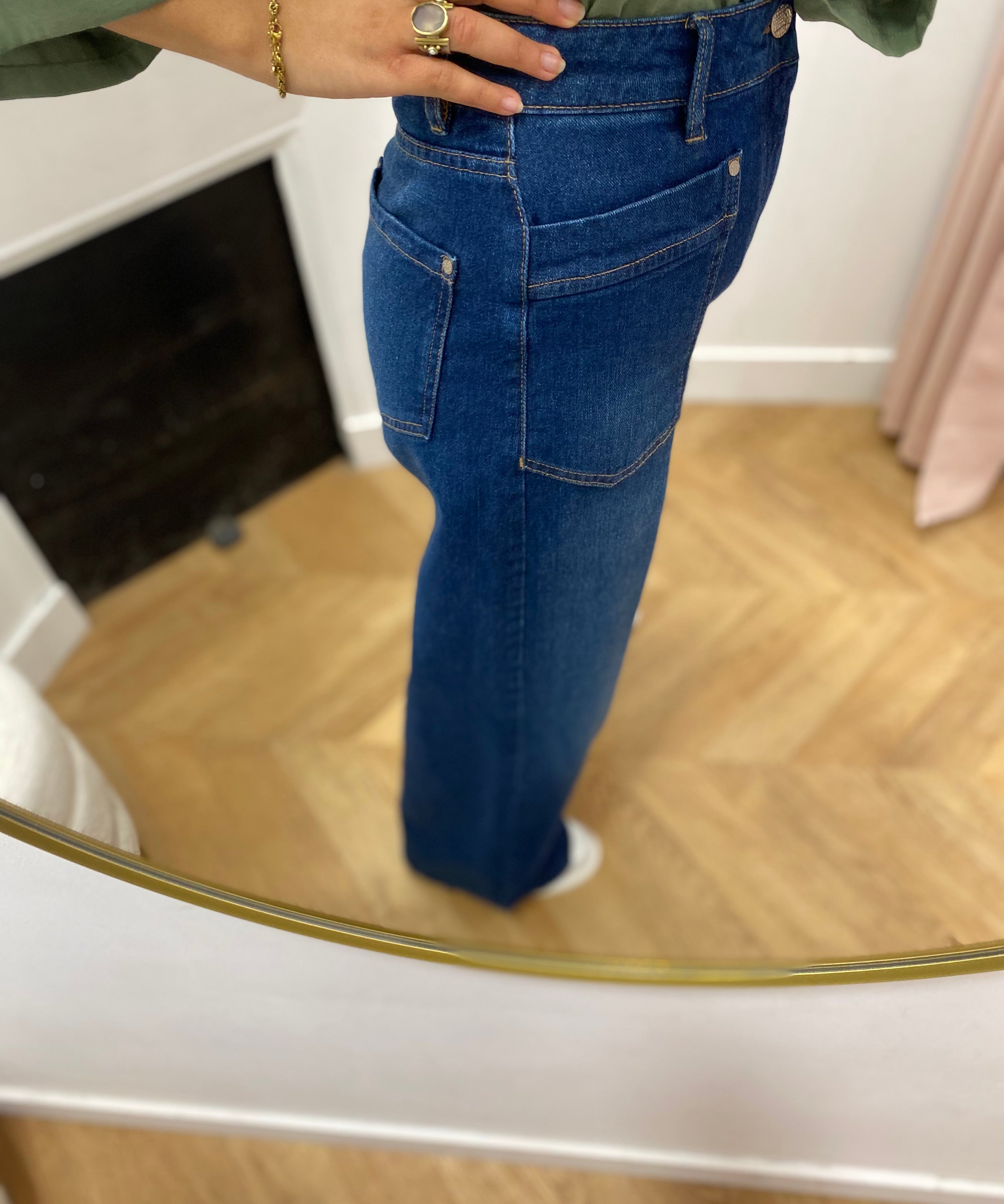 Jean large taille haute avec poches plaquées Gaia - Stone used - LOLA ESPELETA