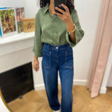 Jean large taille haute avec poches plaquées Gaia - Stone used - LOLA ESPELETA