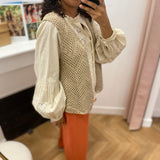 Gilet sans manches en maille ajourée - Beige - LOLA ESPELETA