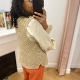 Gilet sans manches en maille ajourée - Beige - LOLA ESPELETA