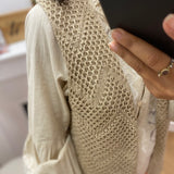 Gilet sans manches en maille ajourée - Beige - LOLA ESPELETA
