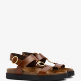 Sandales à bride en T en cuir Gwen - Marron - BARBOUR FEMME