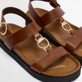 Sandales à bride en T en cuir Gwen - Marron - BARBOUR FEMME