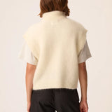 Vue de dos du gilet sans manches creme Alibou DES PETITS HAUTS et col montant