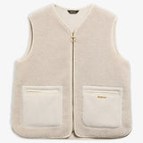 Vue à plat du gilet sans manches Bainford Teddy Beige BARBOUR FEMME avec poches plaquées