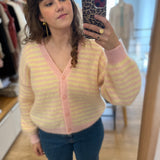Gilet Alvaro rayé oversize - Beurre/Bulle - DES PETITS HAUTS