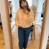 Gilet Alvaro rayé oversize - Beurre/Bulle - DES PETITS HAUTS