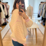 Gilet Alvaro rayé oversize - Beurre/Bulle - DES PETITS HAUTS