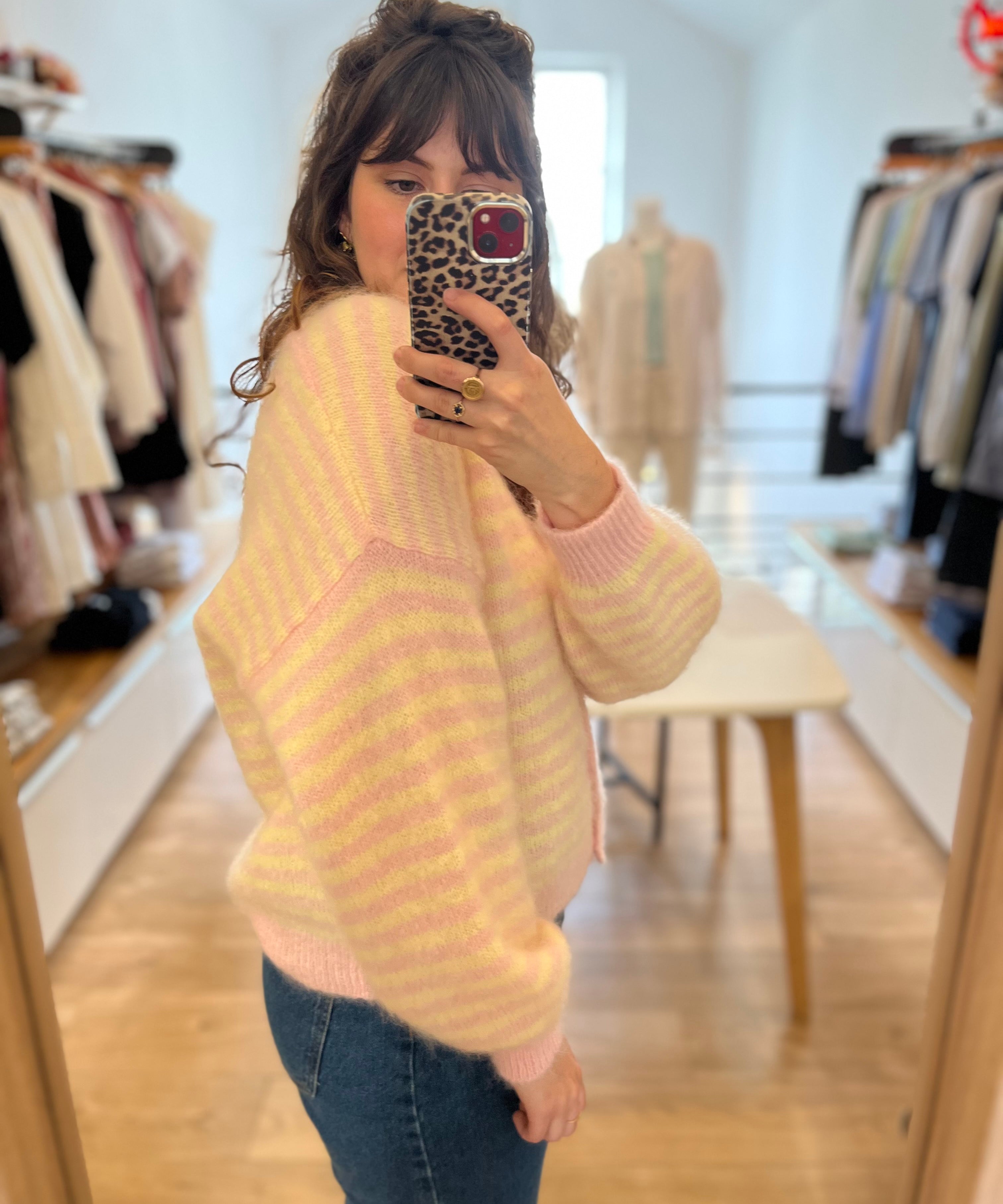 Gilet Alvaro rayé oversize - Beurre/Bulle - DES PETITS HAUTS