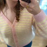 Gilet Alvaro rayé oversize - Beurre/Bulle - DES PETITS HAUTS