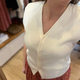 Gilet sans manche drapé cintré à agrafes Gilem - Blanc cassé - SUNCOO