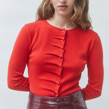 Gilet ajusté rouge à plis asymétriques drapés sur le devant SUNCOO FEMME Gamira