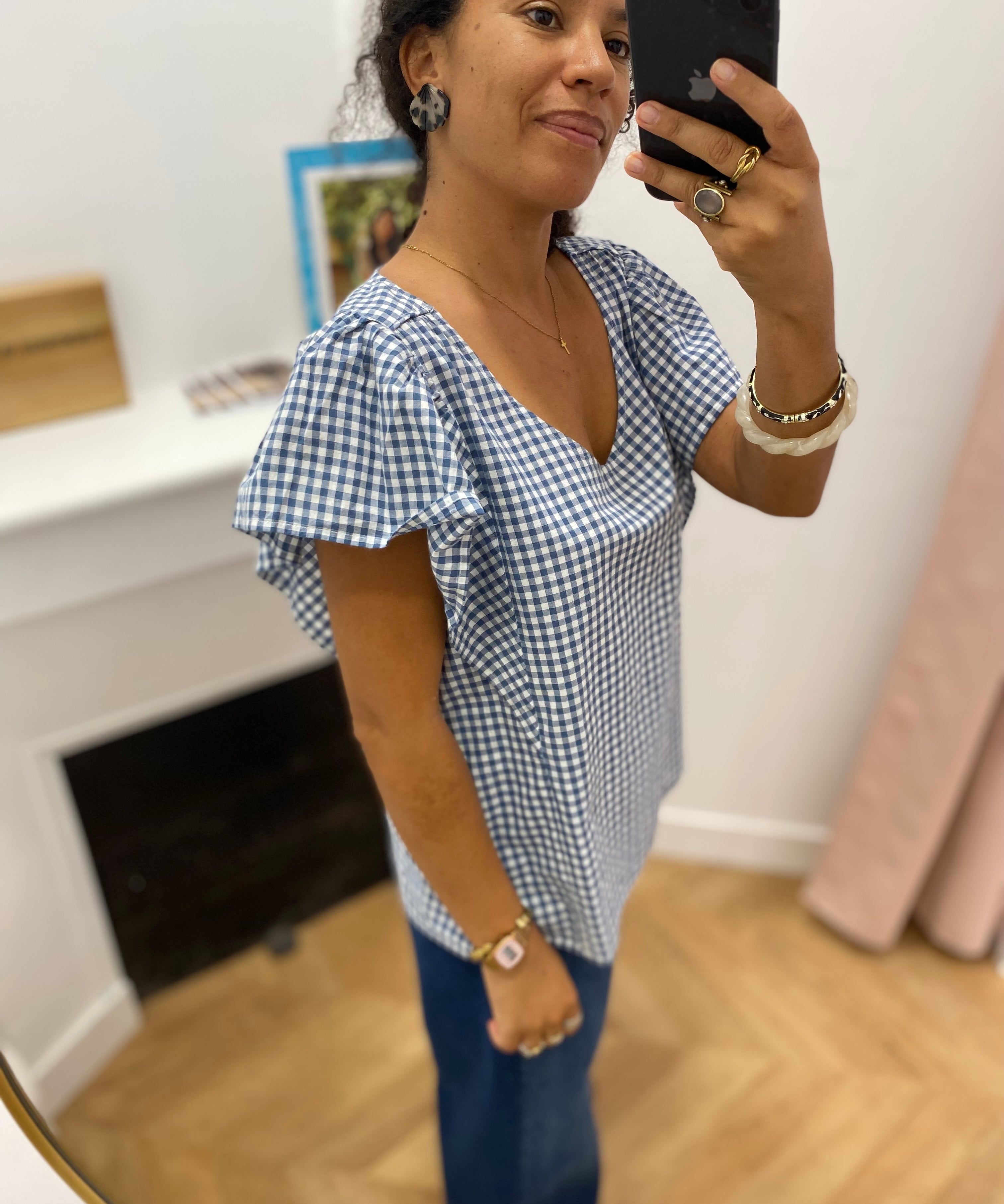 Blouse col V manches volantées Hazalsan - Regate - TBS Femme
