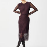 Long Lace Dress - Burgundy - IKKS Women