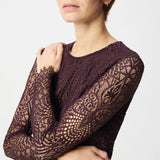 Long Lace Dress - Burgundy - IKKS Women