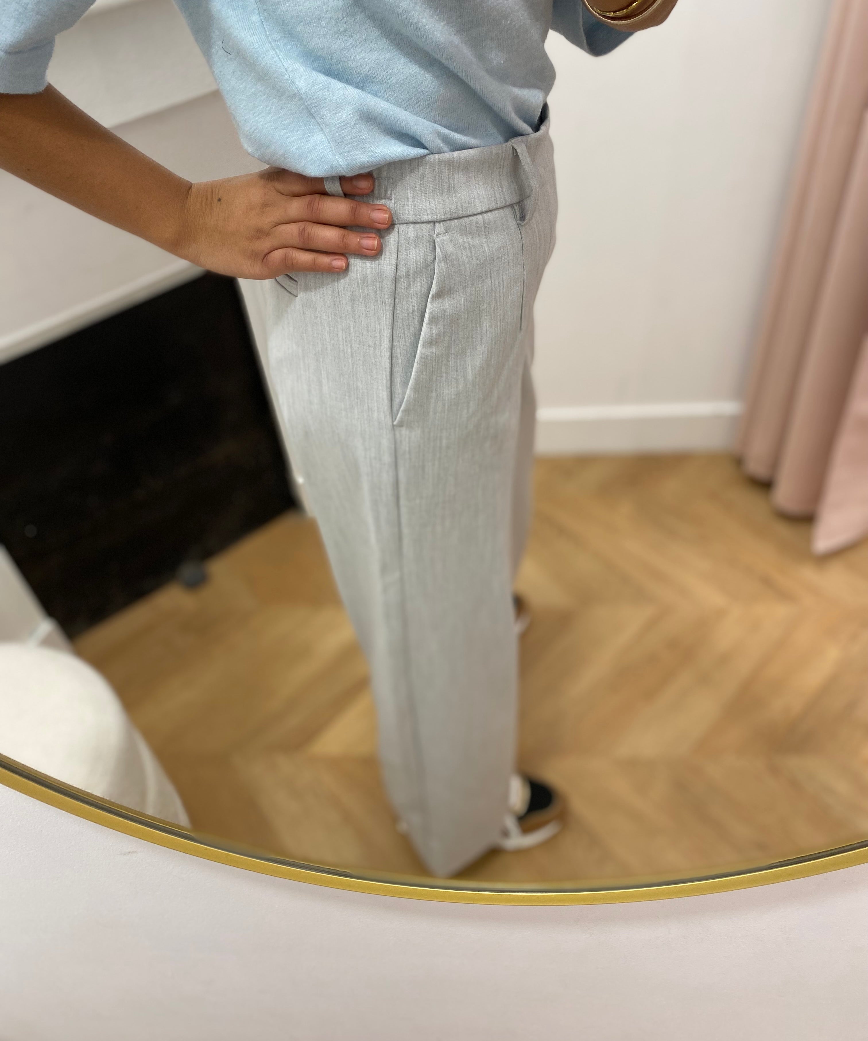 Pantalon large Objlisa - Light Grey Melange - OBJECT