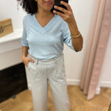 Pantalon large Objlisa - Light Grey Melange - OBJECT