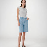 Bermuda long en jean taille haute Will - Skyblue - GRACE & MILA