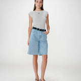 Bermuda long en jean taille haute Will - Skyblue - GRACE & MILA