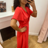 Robe cache-coeur manches courtes Vilovie - Hibiscus - VILA