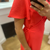 Robe cache-coeur manches courtes Vilovie - Hibiscus - VILA